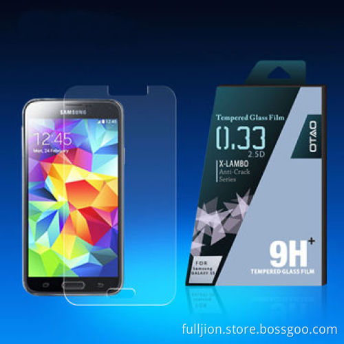 9H 0.2mm 2.5D curved round angle tempered-glass screen protector for Samsung Galaxy S5